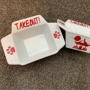Ceramic Dog Food Bowl Chinese Take Out Container